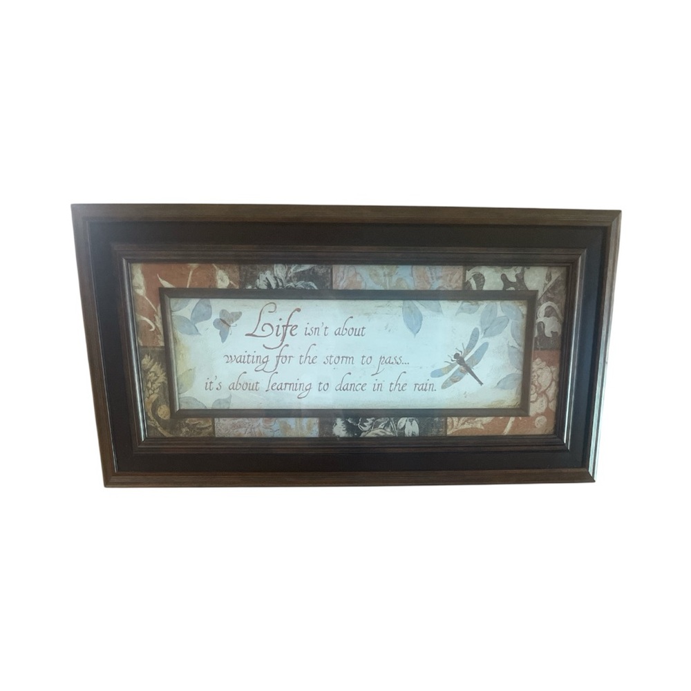 Kirklands Inspirational Framed Art with Brown and Blue Accents